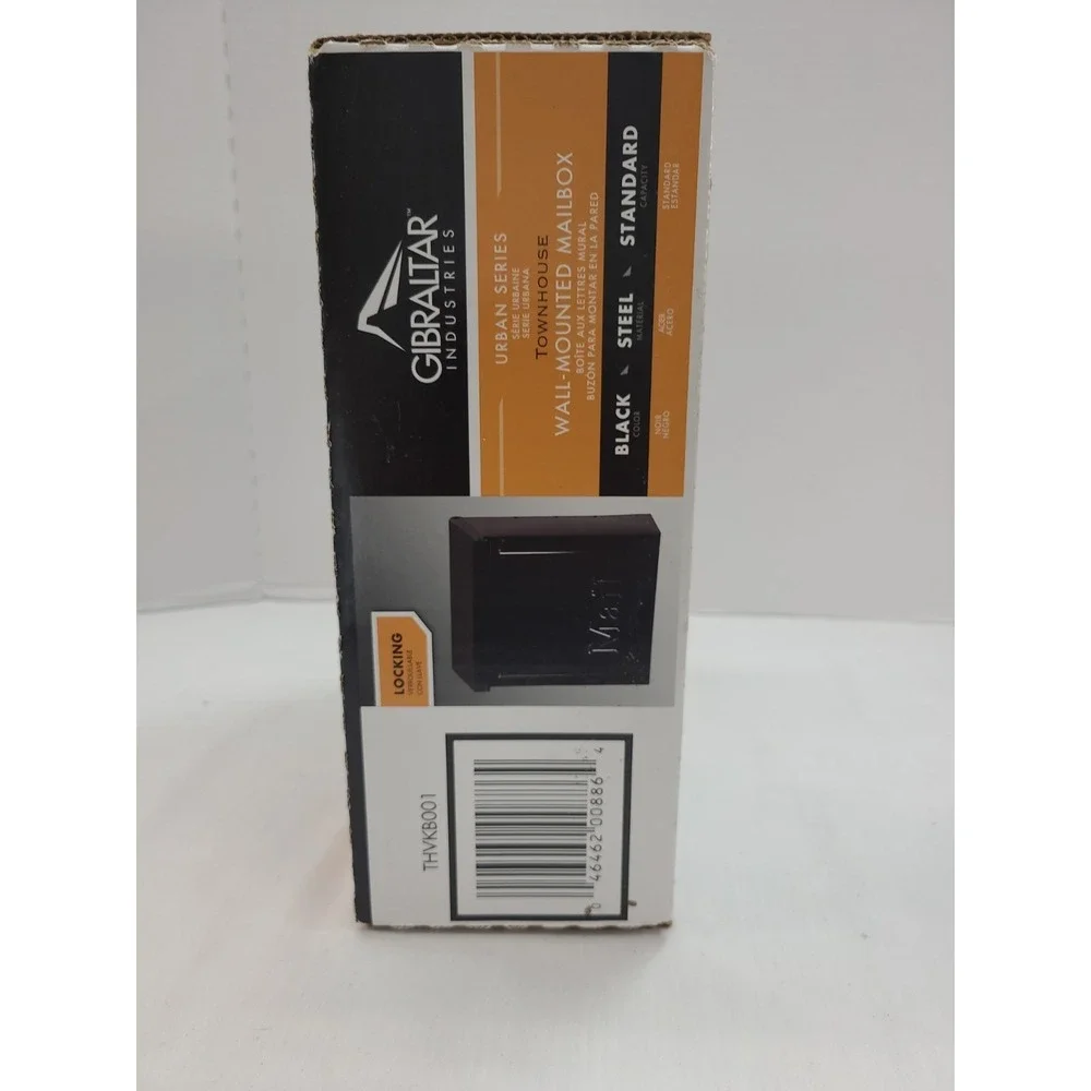 Gibraltar Locking Vertical Mailbox Townhouse Wall‎ Mount Galvanized Steel Black
